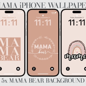 Mama Bear iPhone Wallpaper: Nature-Themed Phone Background (Digital Download)