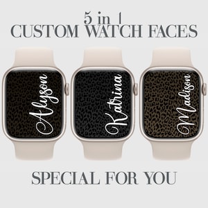 5 Custom Leopard Apple Watch Face Wallpaper, Cheetah Personalization Smartwatch Background, Aesthetic Affirmations, Dark Gray to Brown Color