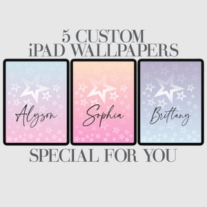 Custom iPad Wallpaper: Blue Stars Gradient, Personalized Celestial Background (5 PNG Digital Download)
