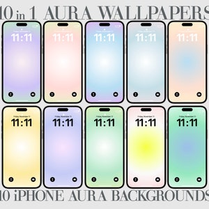 10 Aura Gradient, iPhone Wallpaper, Aesthetic Phone Background, Modern Backgorund, Minimalist, Digital Download, High Resolution, Wallpapers