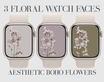 Floral Apple Watch Wallpaper, Boho Flower Faces (Digital Download)
