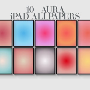 10 Aura iPad Wallpaper, Aesthetic Gradient Tablet Background, Modern & Minimalist, Digital Download, Aura Wallpapers, Pink, Red, Blue
