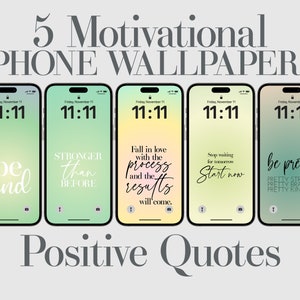5 citazioni positive, sfondo motivazionale per iPhone, affermazioni quotidiane, frasi ispiratrici, carta da parati Aura, calligrafia retrò, primavera, verde