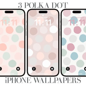 3 Minimalist iPhone Wallpaper, Aesthetic Phone Wallpaper, Polka Dot Pattern Minimal iPhone And Android Wallpaper, Soft Colored Wallpaper