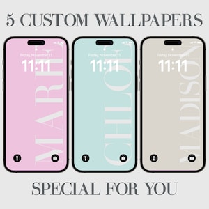 5 Light Color Custom Name iPhone Wallpaper (Digital Download)