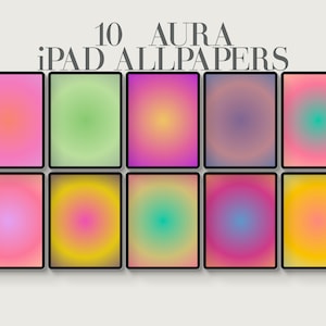 10 Aura,  Aura iPad Wallpaper, Aesthetic Gradient, Tablet Background, Modern Minimalist, Digital Download, Aura Wallpaper, Pink, Red, Yellow