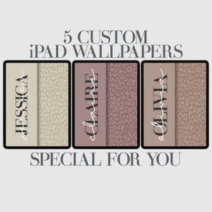 5 spersonalizowanych tapet na iPada z motywem lamparta, spersonalizowane tło tabletu z motywem geparda, personalizacja, estetyka, czarny, różowy, beżowy, brązowy, jasne kolory