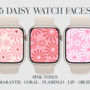 5 quadranti Daisy Apple Watch, carta da parati rosa Smartwatch, amaranto, corallo, fenicottero, floreale, viso, sfondo Apple Watch, quadrante fiore