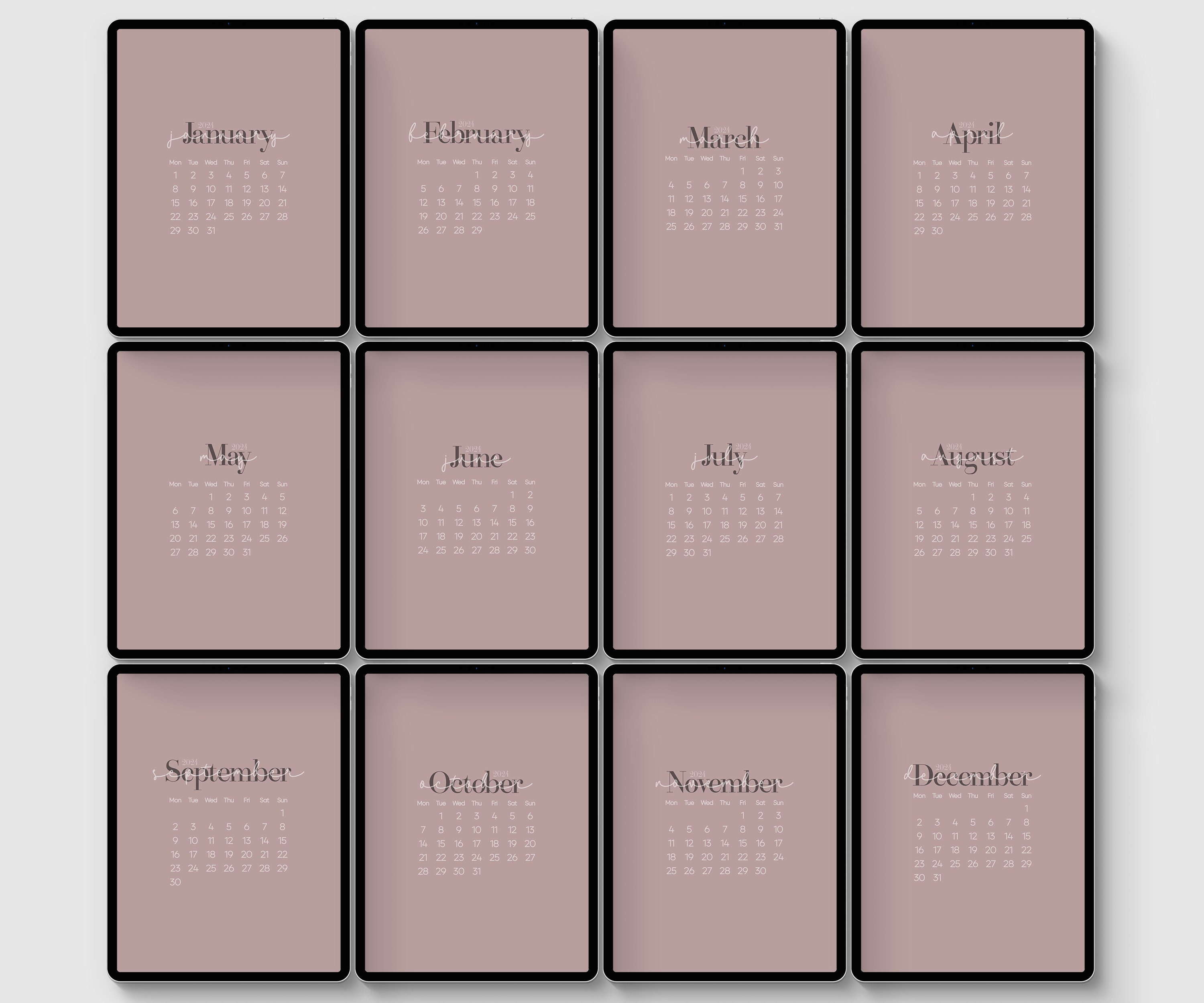 7x Ipad Calendar Wallpaper Monthly Calendar Background Etsy