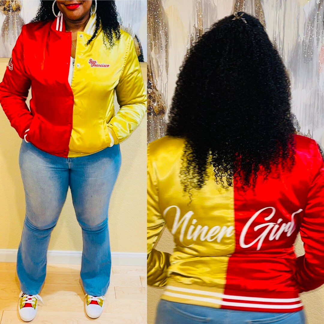 Red & Gold niner Girl Bomber Jacket Etsy