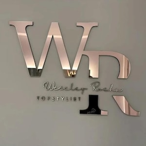 Custom Gold business logo sign, beauty salon custom laser cut business sign ,custom wood business sign , Laser Cut Logo Sign