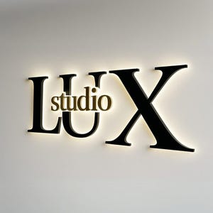 3D Backlit Business Logo Sign: Stainless Steel, LED Illuminated