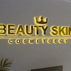 Backlit 3D Metal Business Logo Sign - LED Illuminated Stainless Steel