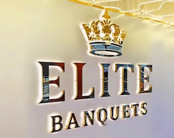 Custom LED Backlit Business Sign – 3D Stainless Steel Logo Sign