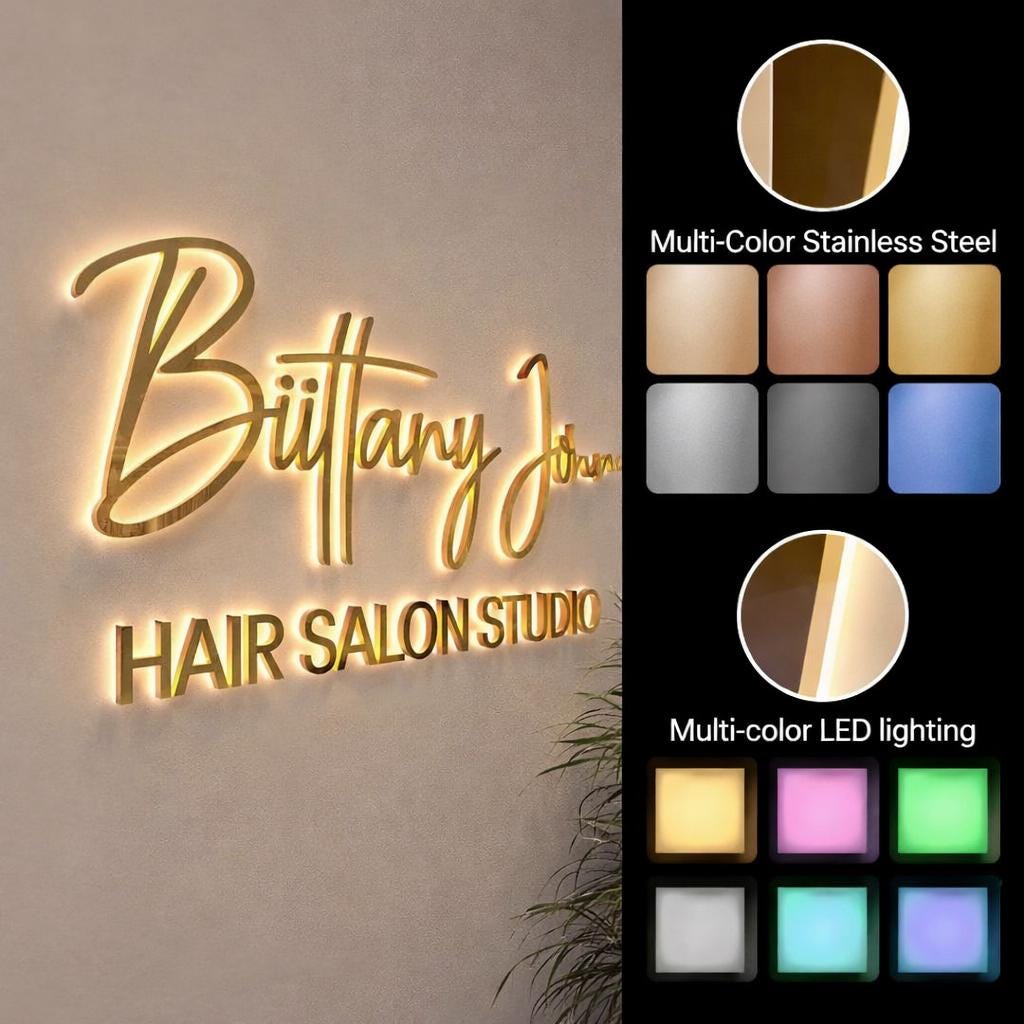Custom Led Backlight Sign Logo Backlit Metal Sign, Custom LED Lighted Logo, Illuminated Wall Sign - Etsy