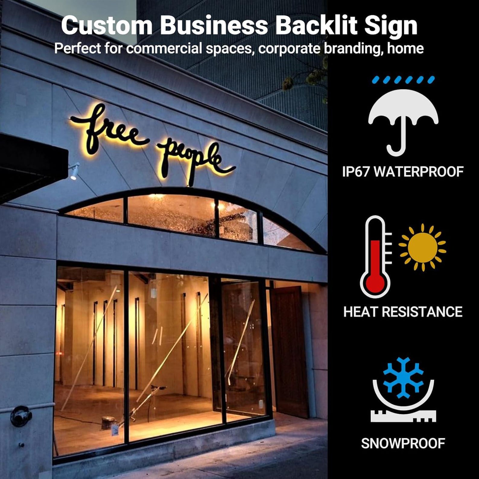 Custom Backlit Business Sign - 3D LED Logo Light - Illuminated Office ...