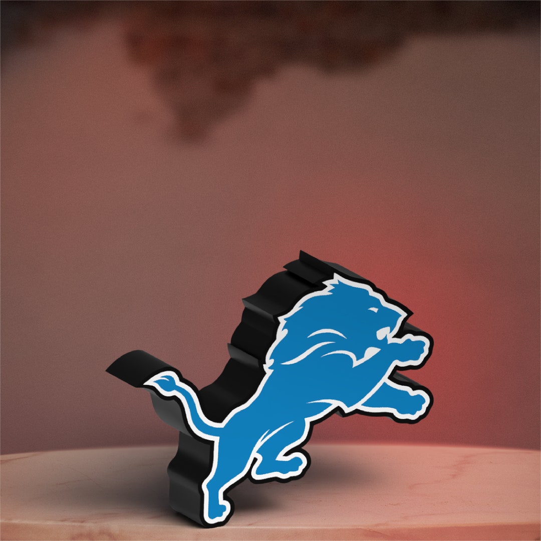 Detroit Lions 3d Led Light Box Detroit Lions Sign Detroit Etsy