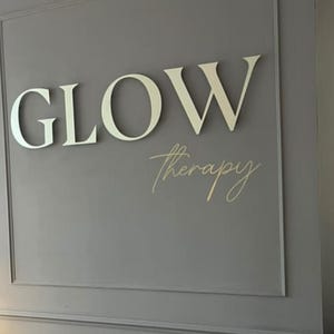 Custom 3D Business Logo Sign - Glow Therapy Wall Decor - Laser Cut Acrylic Letters - Beauty Salon Reception Sign