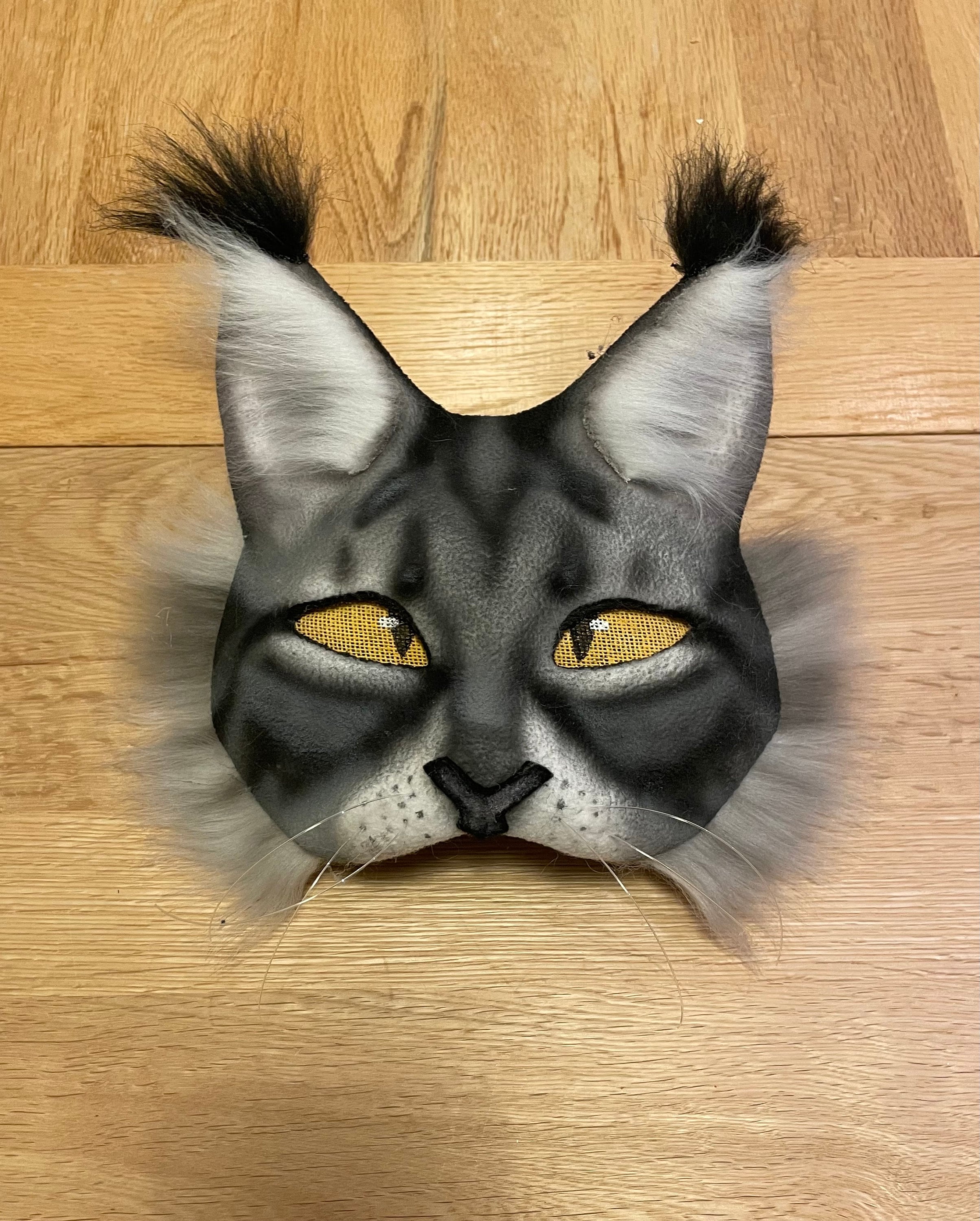 Hand Painted Felted Therian Cat Mask -  Denmark