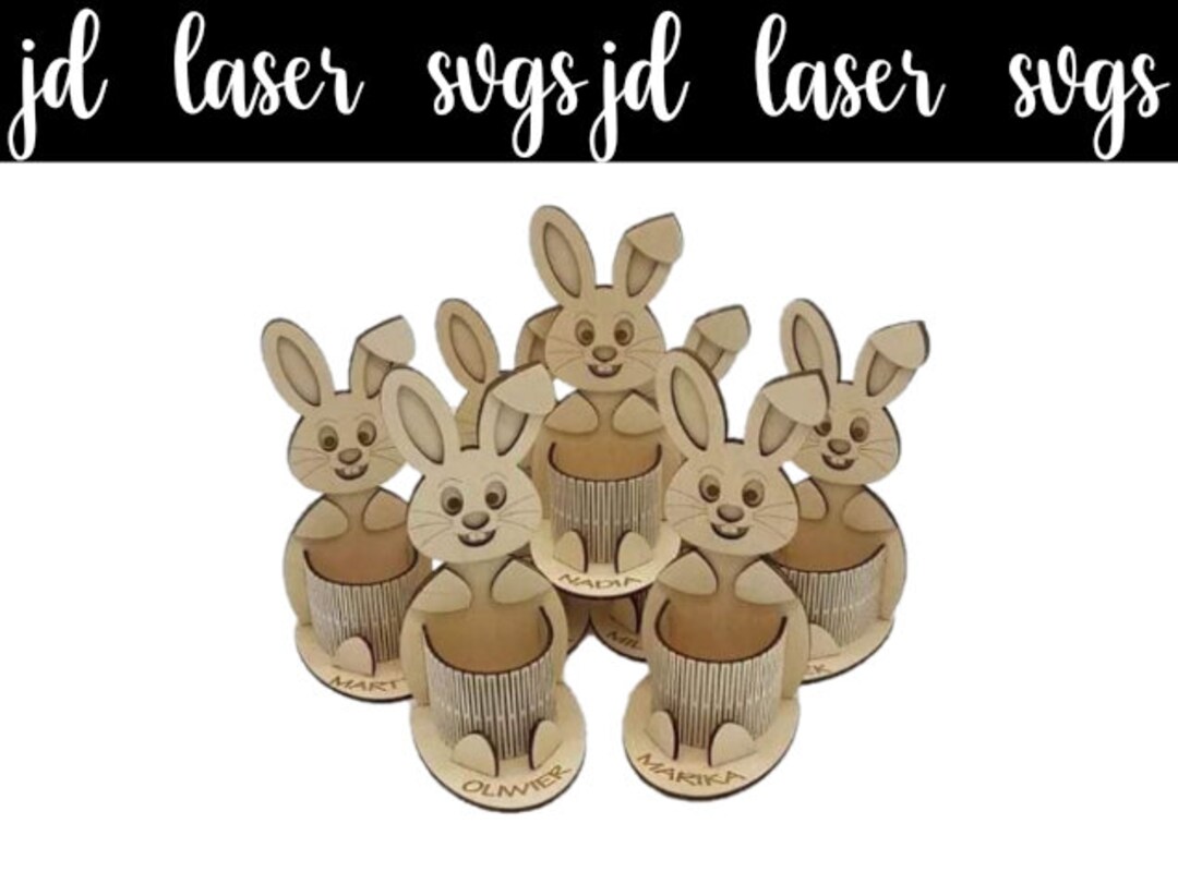 Easter Bunny Pen Pot Egg Holder Glowforge File Svg for Laser Cutting ...