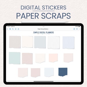 Digital Stickers - Paper Scraps - Minimalist, Neutral, Digital Planner Stickers - iPad Planner Stickers for GoodNotes, Noteshelf, Notability