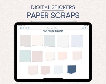 Digital Stickers - Paper Scraps - Minimalist, Neutral, Digital Planner Stickers - iPad Planner Stickers for GoodNotes, Noteshelf, Notability