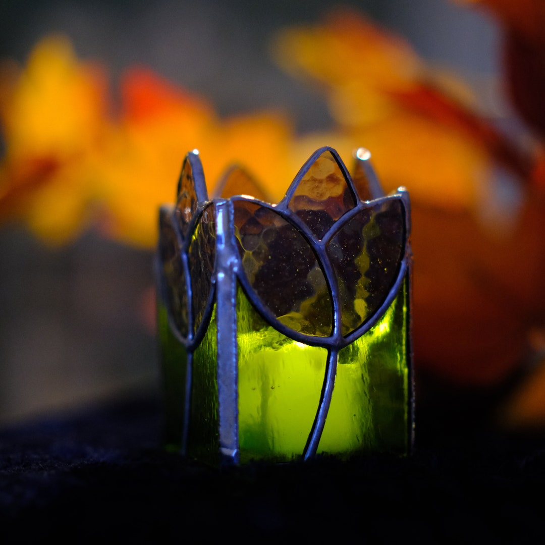 Tulip Candle Holder Stained Glass Etsy