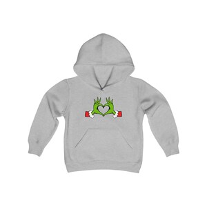 Youth Grinch Heart Heavy Blend Hooded Sweatshirt
