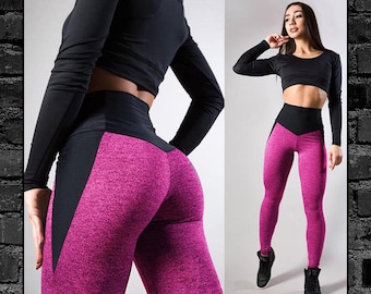 Womens Pink and Black Leggings
