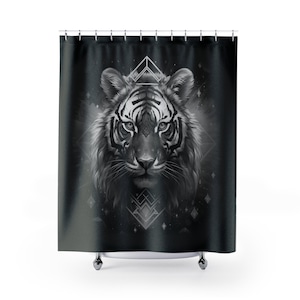 Sacred Tiger Shower Curtain (black and white)