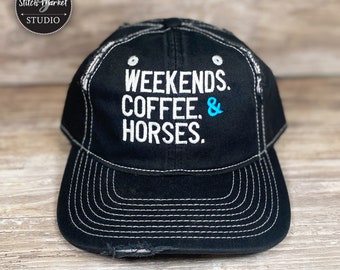 Fines. Café. y caballos. / Regalos para caballos / Sombrero de caballo / Gorra de caballo / Sombreros para mujeres / Regalo para amantes de los caballos / Camisas de caballos
