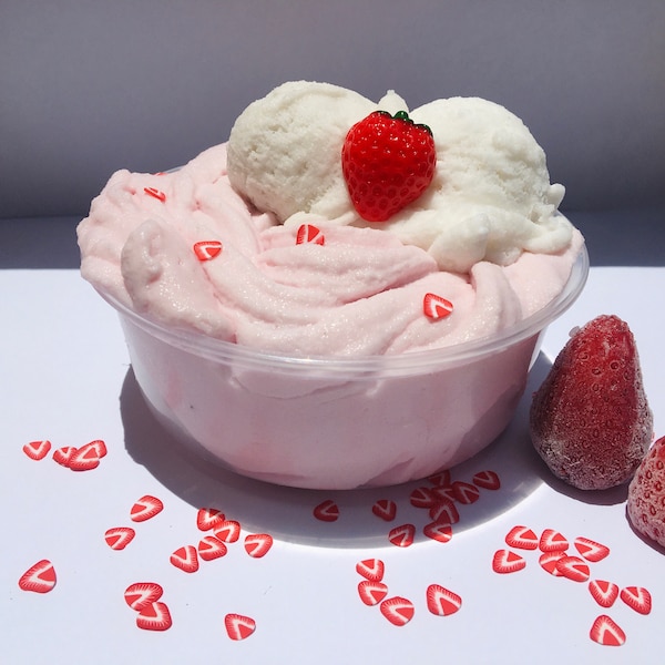 Strawberry sundae white chocolate vanilla scented ice cream smooth icee slime