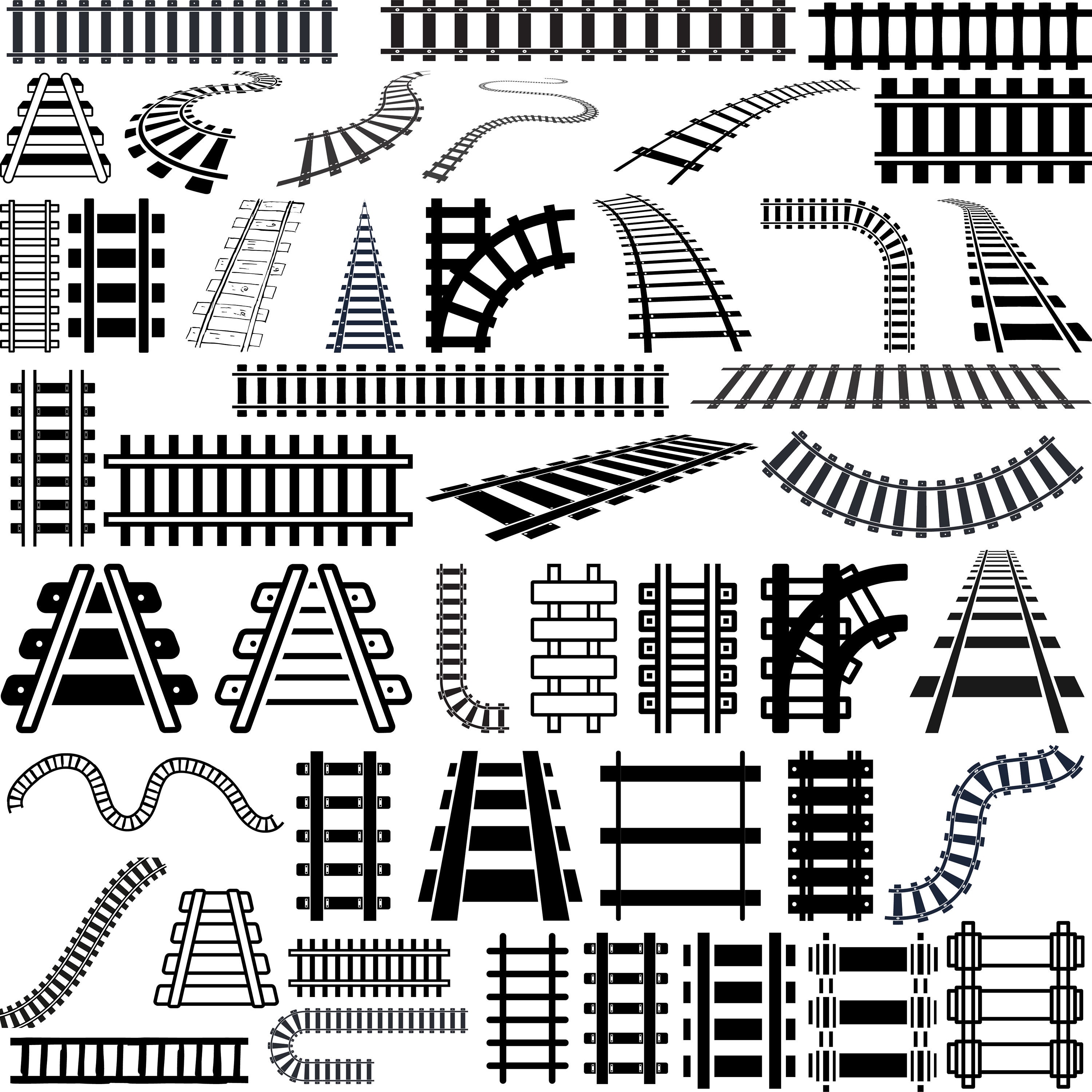 Train Tracks Svg Bundle, Train Clipart, Transport Svg, Train Track