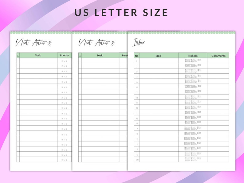 Printable Getting Things Done GTD Planner, GTD Worksheets, Getting ...
