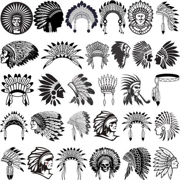 Headdress SVG Bundle, Headdress monogram, Headdress dxf, Headdress png, Headdress vector, Tribal svg, Head Dress svg,