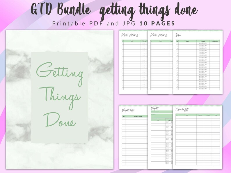 Printable Getting Things Done GTD Planner, GTD Worksheets, Getting ...