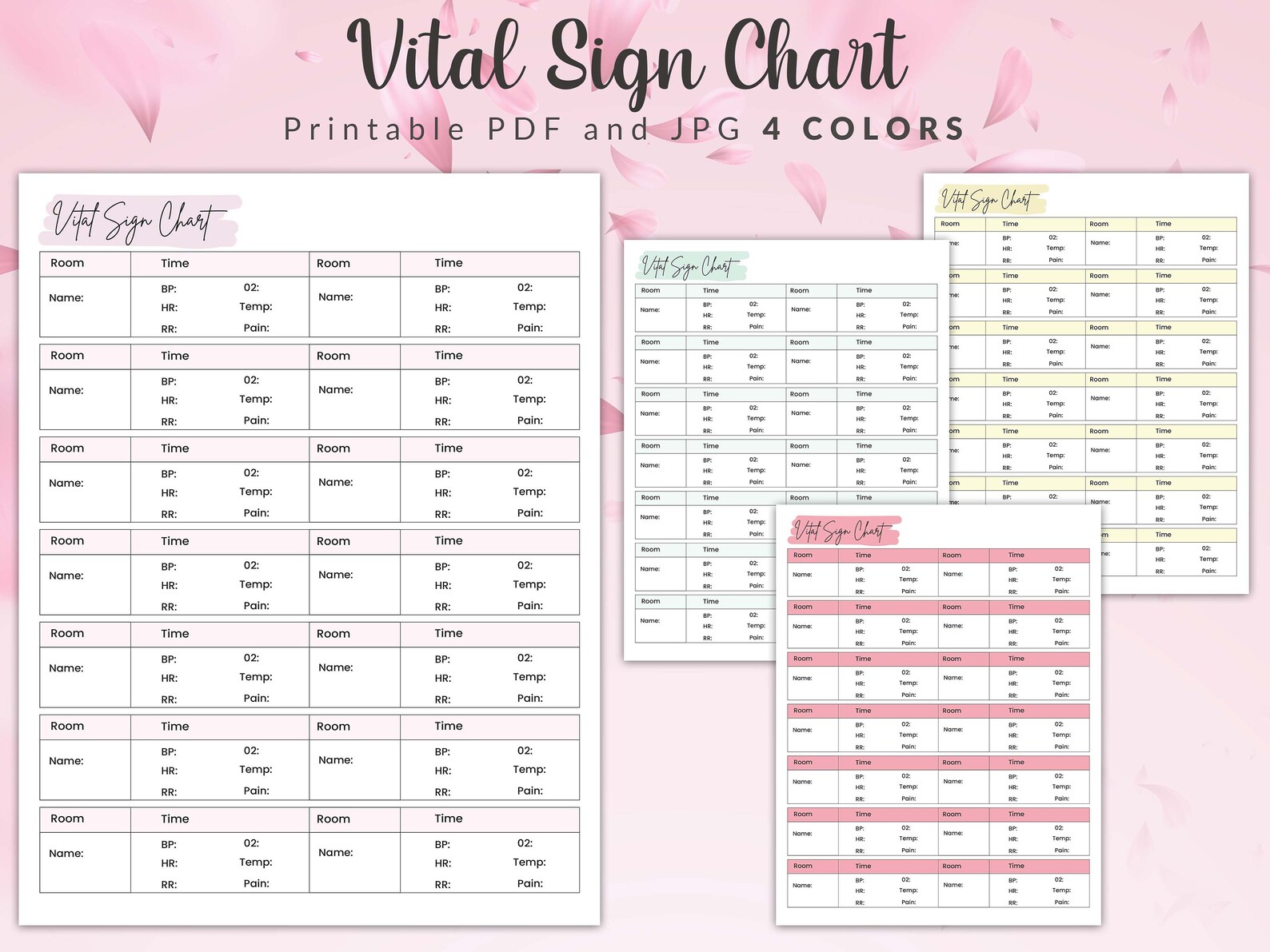 Printable Vital Sign Chart, Vital Sign Log, Vital Sign Tracker, Vital ...