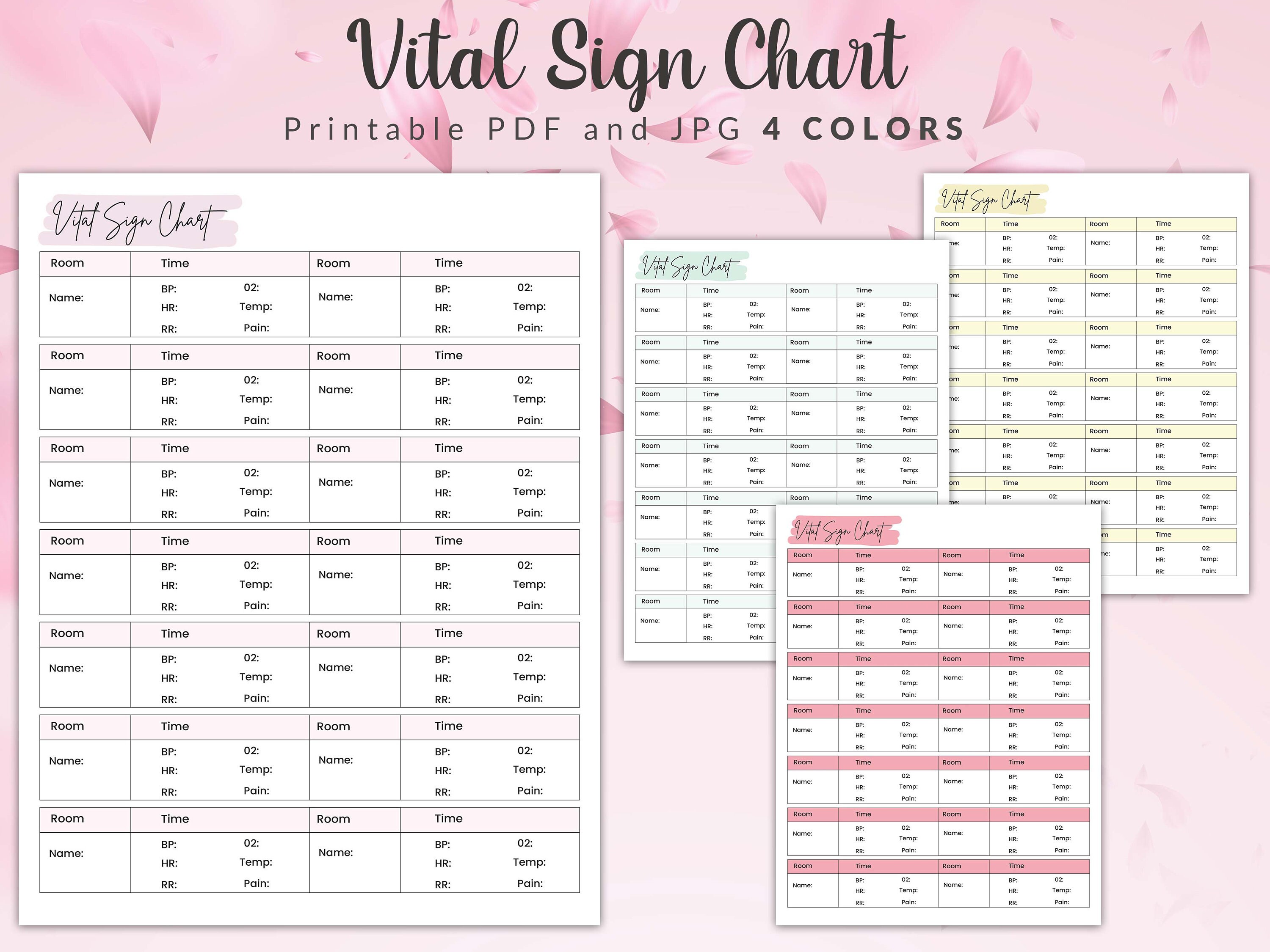 Printable Vital Sign Chart, Vital Sign Log, Vital Sign Tracker, Vital ...