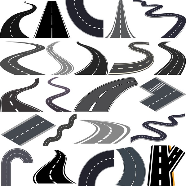 Road Svg Bundle, asphalt road svg, road silhouette, road clipart, road cut file, highway svg, bending svg,country roads svg