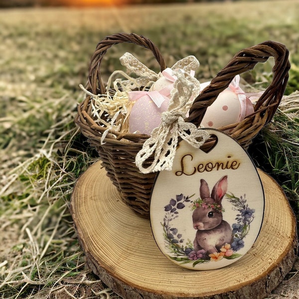 Easter basket with name, personalized Easter pendant, wooden Easter pendant, Easter basket with personalization, Easter pendant with name