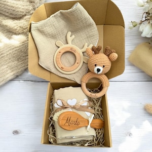 personalisiertes Babyset, Babygeschenk Mädchen oder Junge, Babygeschenk zur Geburt, Geschenk zur Babyparty, Babyshower Geschenk