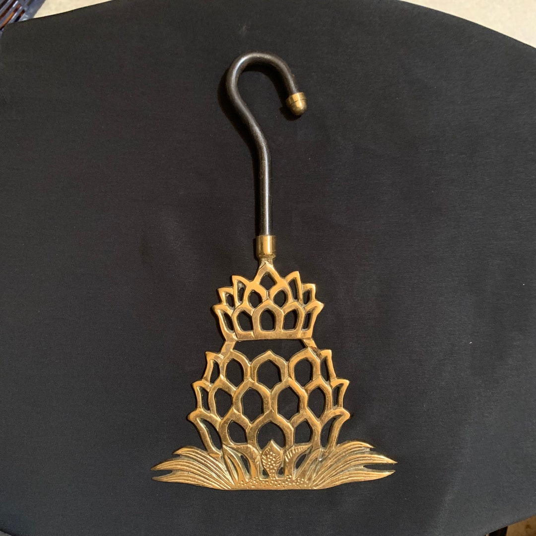 Brass Pineapple Fire Place Damper Chimney Hook Pull Vintage Etsy