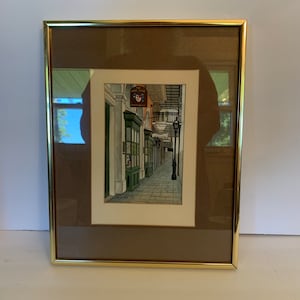 Gail Bryant 1986 New Orleans Vieux Carre Original Watercolor Painting Matted and Framed Vintage Nola Art Street Scene