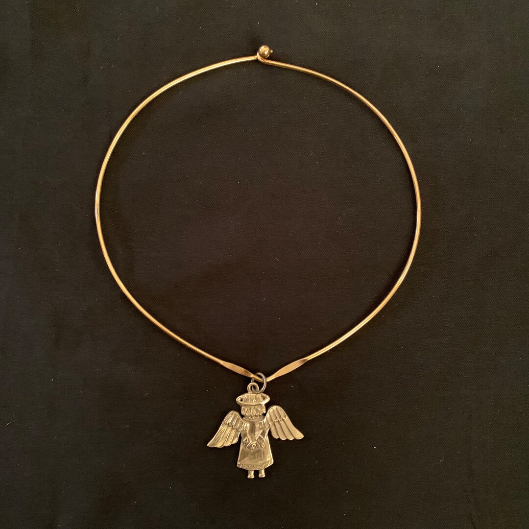 Vintage JEEP COLLINS Brass Dancing Guardian Angel Pendant & Etsy