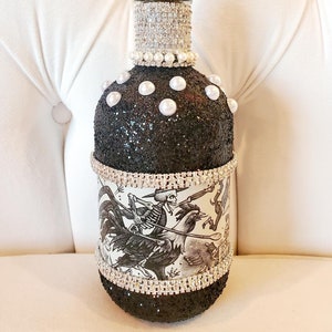 Upcycled Espolon Tequila Bottle / Novelty Liquor Bottle / Party Gift / Refillable Tequila Bottle / Fun Gift Idea / Bling Tequila Bottle /