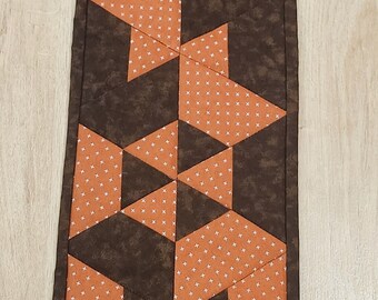 Brown and Orange Quilted Hexagon Table Runner