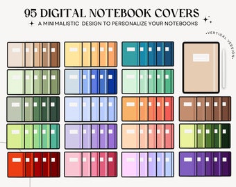 95 MINIMALISTIC digital notebook covers, for goodnotes, notability and other note-taking apps, for digital and printable use, dividers