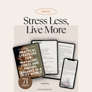 Stress Less, Live More // Stress Management Guide // Health and Wellness eBook // Self Care eBook // Mental Wellbeing Guide // Self Help