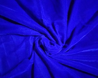 Blue Velvet Fabric for Bridal Dresses, Soft Velvet Polyester Fabric by Yards