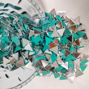 Triangle Shape Mirror for Crafts, Small Mirror Glass Pieces, Lippan Art and Crafts, Fevicryl Lippan Art, Indian mirror, Mirror embroidery,